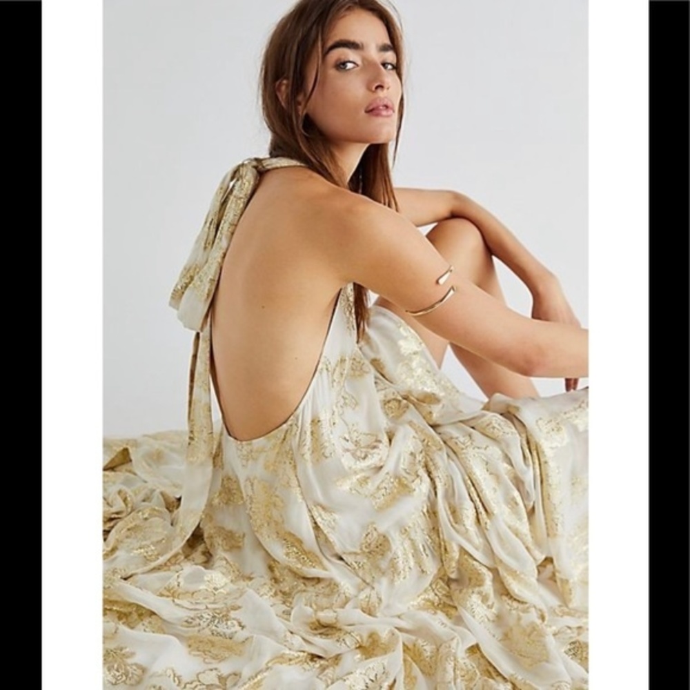Free People Bridal Embroidered Wedding Black Tie Gown XS New